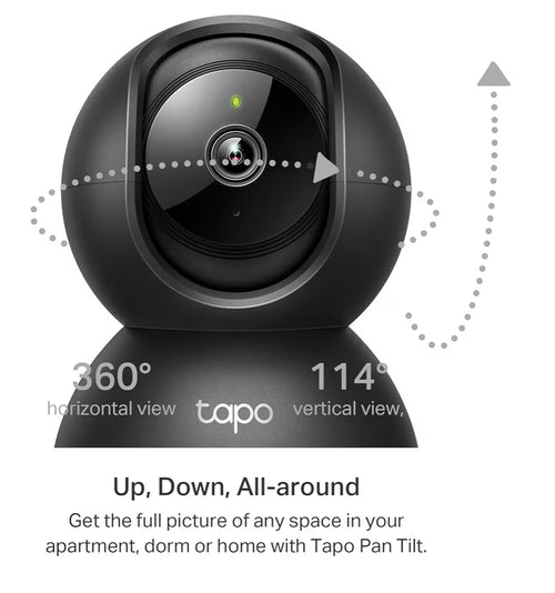 Tapo by TP-Link Pan/Tilt Security Camera for Baby Monitor Pet Camera w/Motion Detection 1080P 2-Way Audio Night Vision Cloud & SD Card Storage Works with Alexa & Google Home Black (Tapo C201)